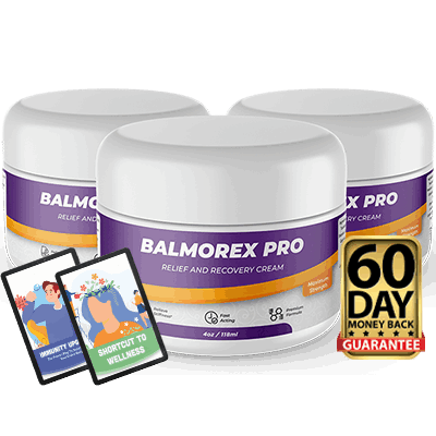 Balmorex Pro Relief and Recovery Cream 3-jar bundle with bonus wellness eBooks and 60-day money-back guarantee